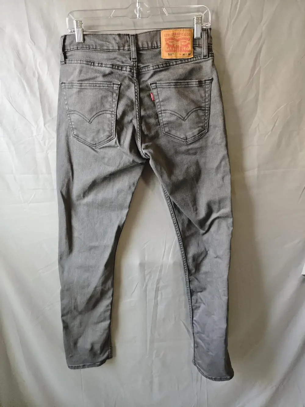 Levis 511 Jeans Mens 30x32 Gray Slim Fit Stretch Tapered Denim Pants Casual